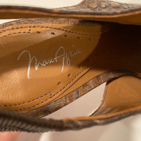 Maxazria Croc print slingback sandals mules leather heels brown 37.5 - Picture 7 of 9